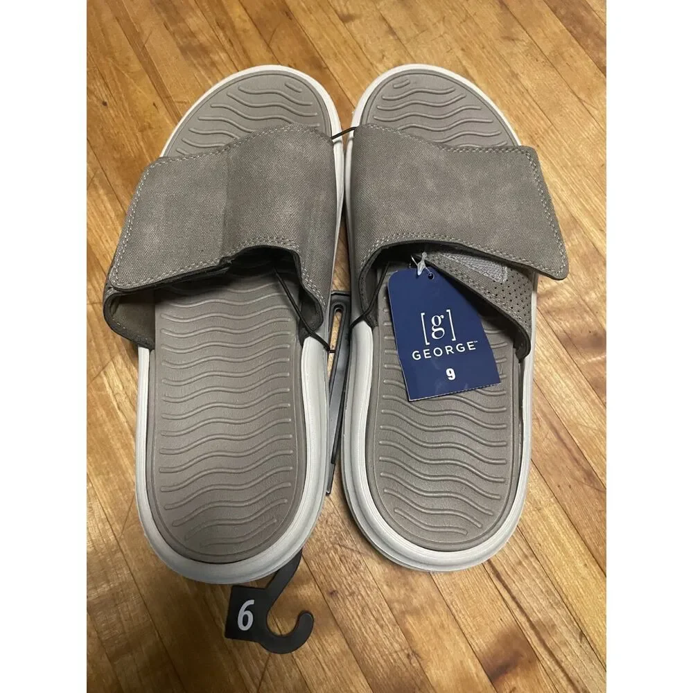 Men's grey and white New slide sandals size 9
